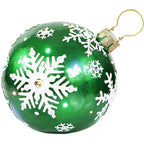 Fraser Hill Farm Indoor/Outdoor Oversized Christmas Decor w/ Long-Lasting LED Lights, 18-In. Jeweled Ball Ornament w/Snowflake  in Green