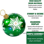 Fraser Hill Farm Indoor/Outdoor Oversized Christmas Decor w/ Long-Lasting LED Lights, 18-In. Jeweled Ball Ornament w/Snowflake  in Green