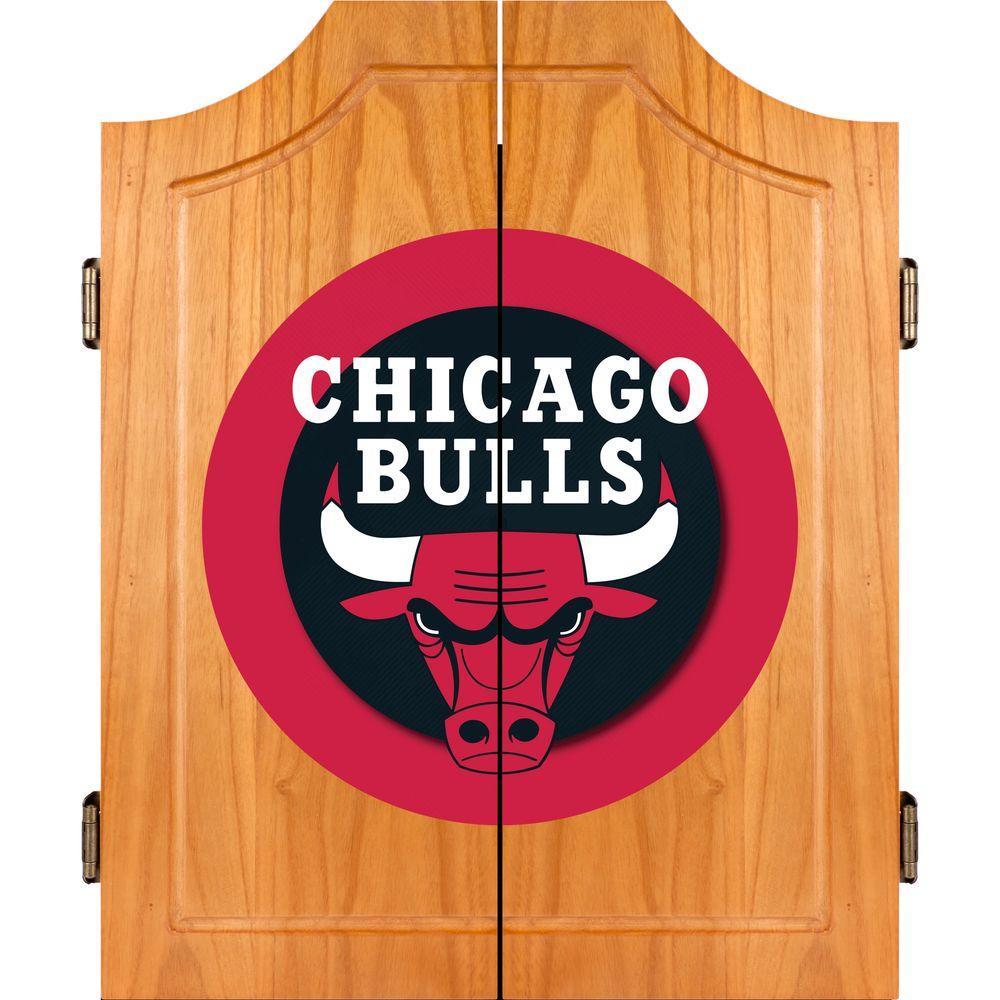NBA Chicago Bulls Wood Finish Dart Cabinet Set