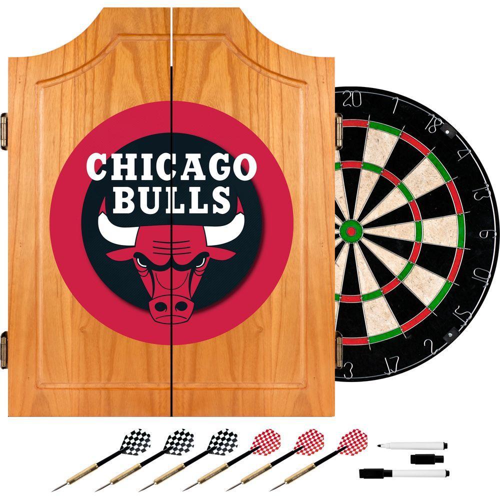 NBA Chicago Bulls Wood Finish Dart Cabinet Set
