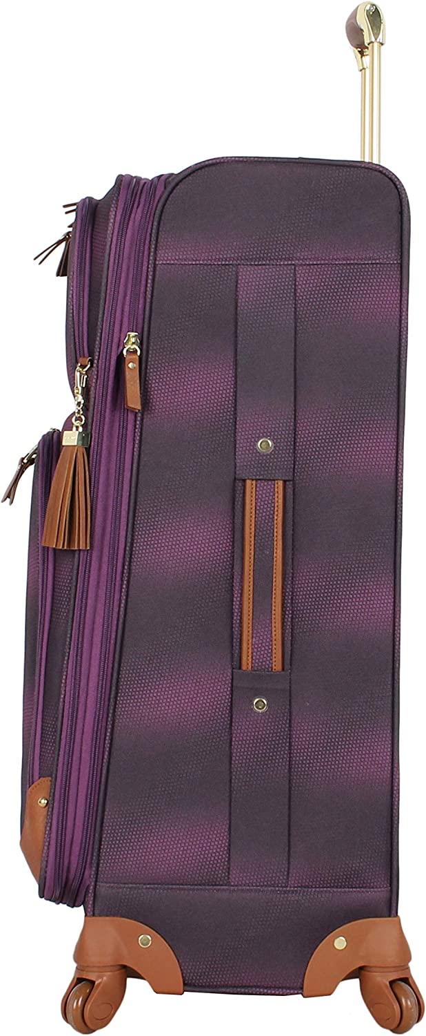 er Luggage Collection - Lightweight 28 Inch Expandable Softside Suitcase - Durable Rolling 4-Spinner Wheels Checked Bag (Shadow Purple) (Shadow Purple)