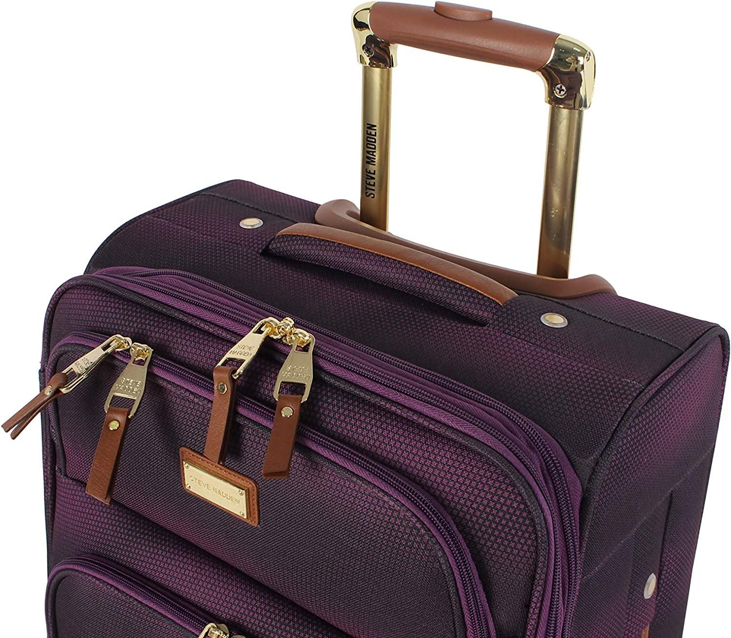 er Luggage Collection - Lightweight 28 Inch Expandable Softside Suitcase - Durable Rolling 4-Spinner Wheels Checked Bag (Shadow Purple) (Shadow Purple)