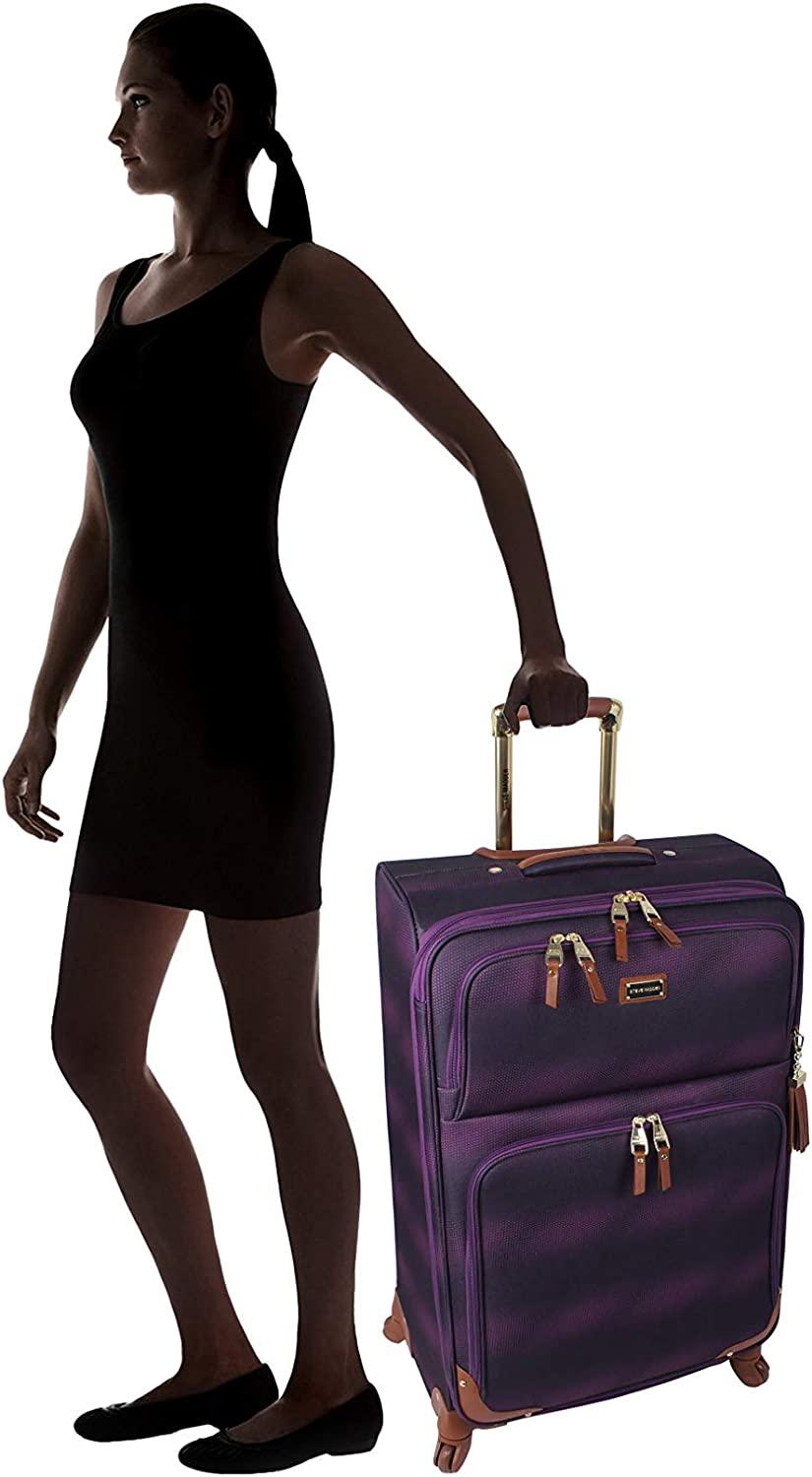 er Luggage Collection - Lightweight 28 Inch Expandable Softside Suitcase - Durable Rolling 4-Spinner Wheels Checked Bag (Shadow Purple) (Shadow Purple)