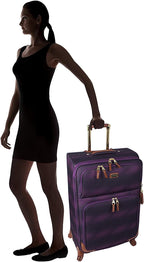 er Luggage Collection - Lightweight 28 Inch Expandable Softside Suitcase - Durable Rolling 4-Spinner Wheels Checked Bag (Shadow Purple) (Shadow Purple)