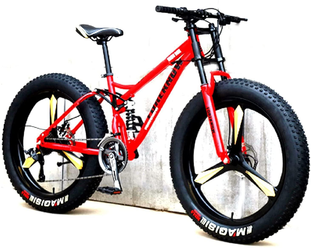 CHICAI High-Carbon Beach Snow Fat Bike Mountain Cross-Country Steel Ultra-Wide Tire Sports Bike 21-30speed Low-Speed Racing Student Bike Adult 26-inch (Size : 27-Speed)