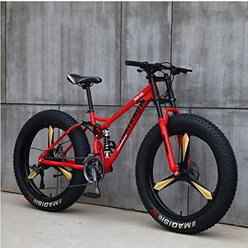 CHICAI Adult Mountain Bike 26 Inch Mountain Cross-Country High Carbon Steel Bike, 21/24/27/30 Speed Bike Full Suspension Mountain Bike Gear Double Disc Brake Mountain Bike (Size : 30-Speed)