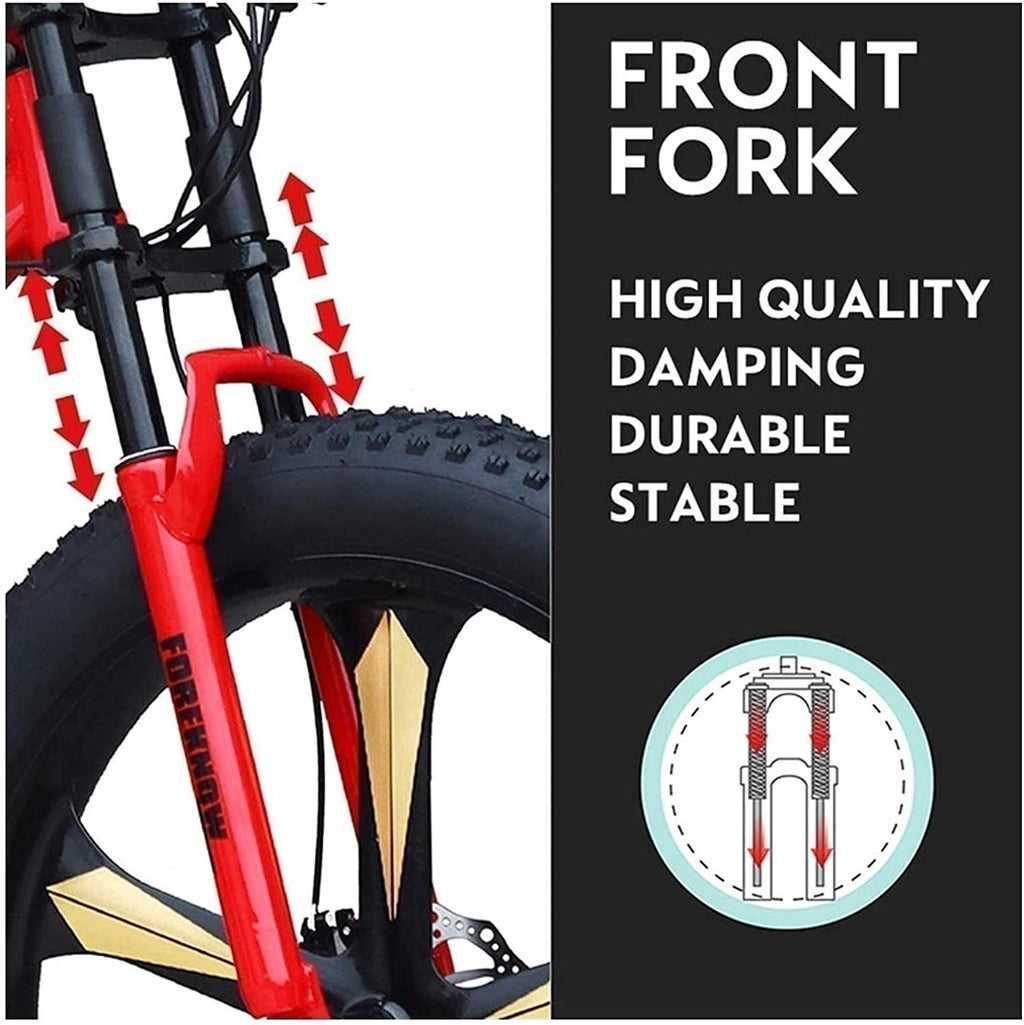CHICAI High-Carbon Beach Snow Fat Bike Mountain Cross-Country Steel Ultra-Wide Tire Sports Bike 21-30speed Low-Speed Racing Student Bike Adult 26-inch (Size : 27-Speed)