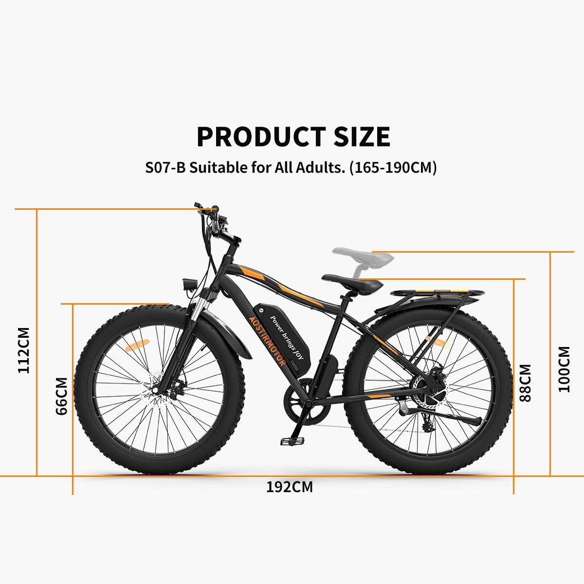 AOSTIRMOTOR Electric Mountain Bike, 750W Motor&amp;48V 13AH Battery Ebike with Rack and Fender, 26 4.0 Inch Fat Tire Bike, Electric Bicycle for Adults