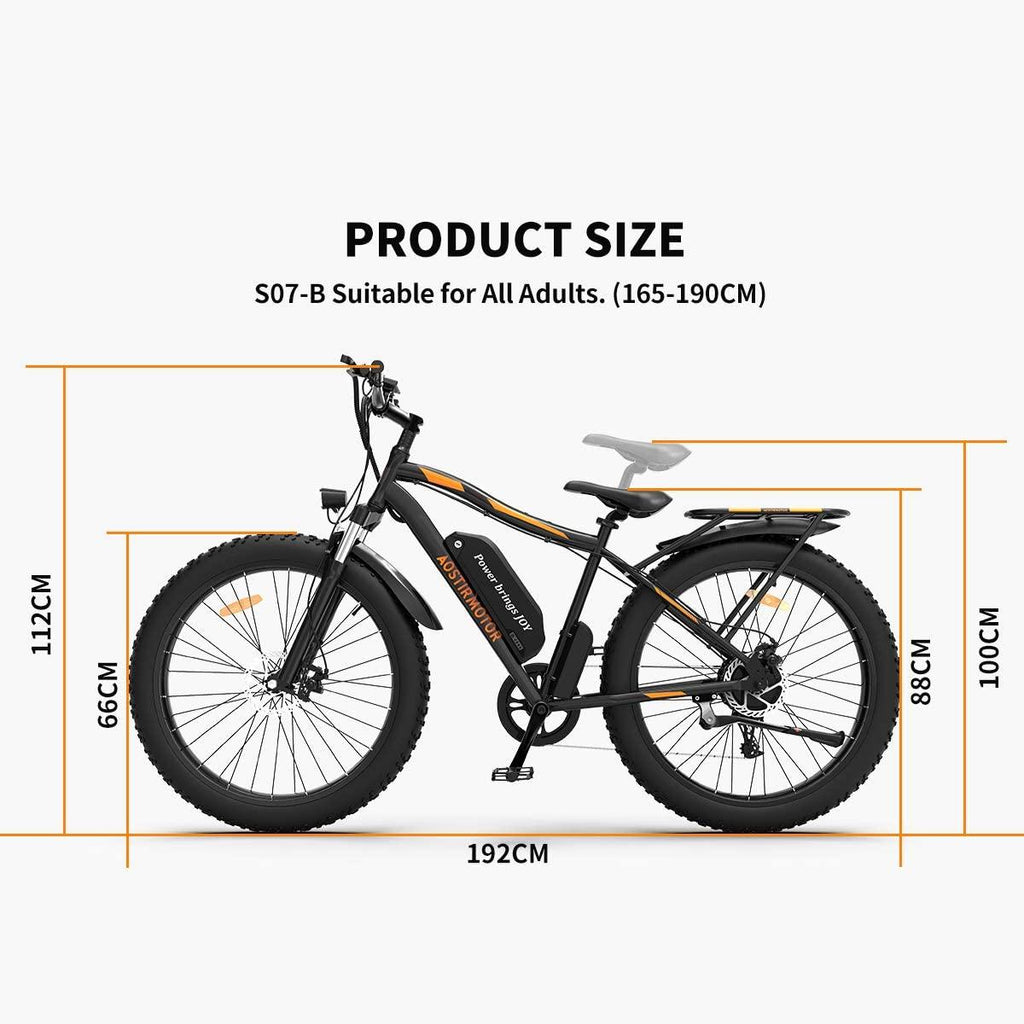 AOSTIRMOTOR Fat Tire Bike, 750W 48V 13AH Ebike with Rack and Fender, 26 ‘’4.0 inch E Mountain Bike, Electric Bicycle for Adults
