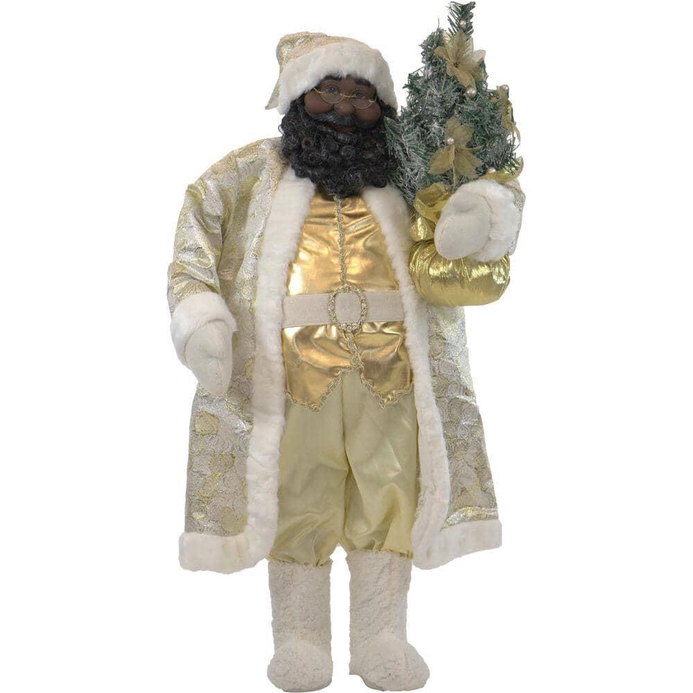 36 in. Chrismtas Music and Motion African American Santa with Tree