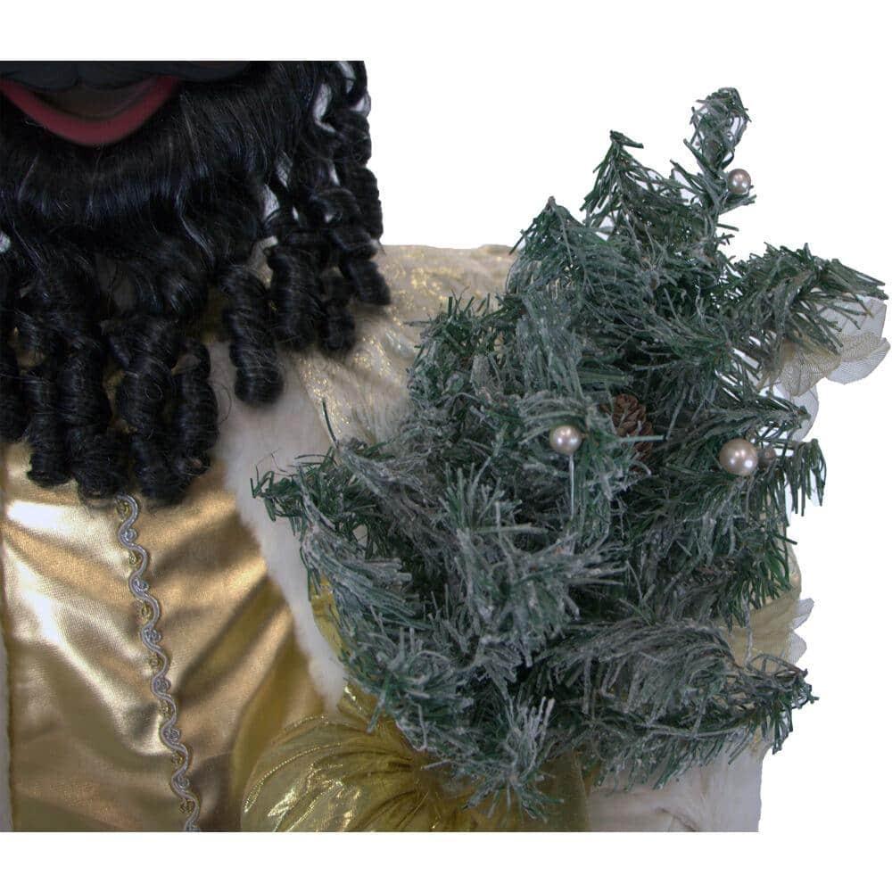 36 in. Chrismtas Music and Motion African American Santa with Tree