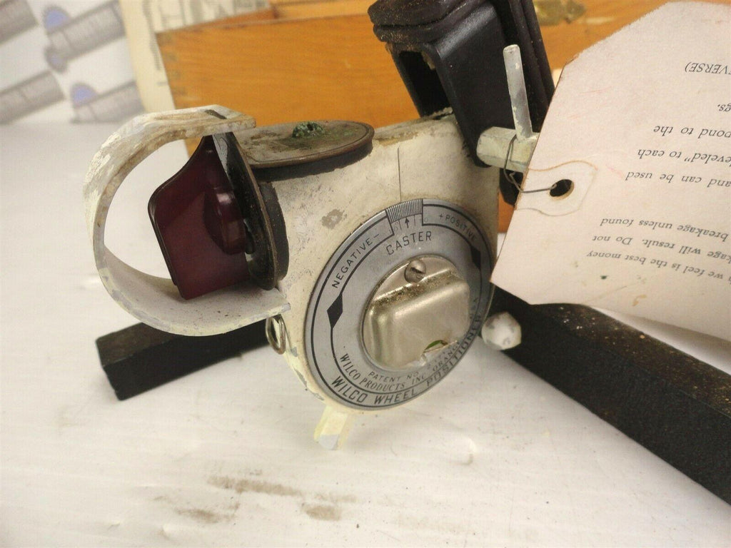 1946 WILCO - WHEEL ALIGNMENT POSITIONER w/TOOL CASE & CHART, 70+ YRS OLD