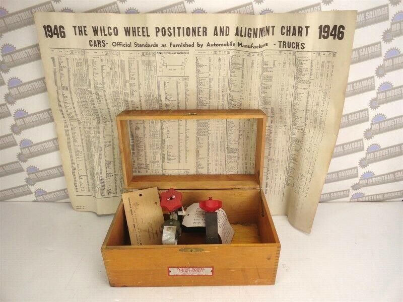 1946 WILCO - WHEEL ALIGNMENT POSITIONER w/TOOL CASE & CHART, 70+ YRS OLD
