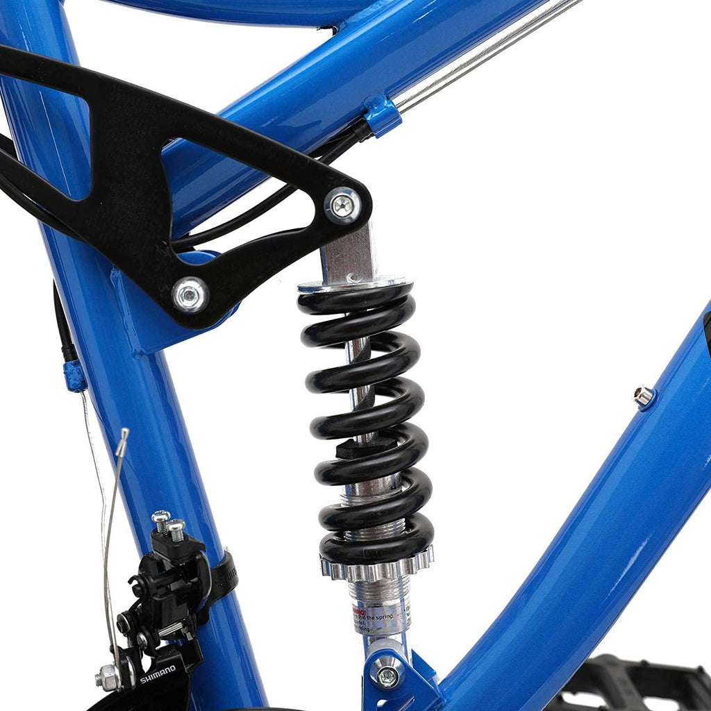 hosote 26 Inch Mountain Bike, Full Suspension 21 Speed High-Tensile Carbon Steel Frame MTB with Dual Disc Brake for Men and Women