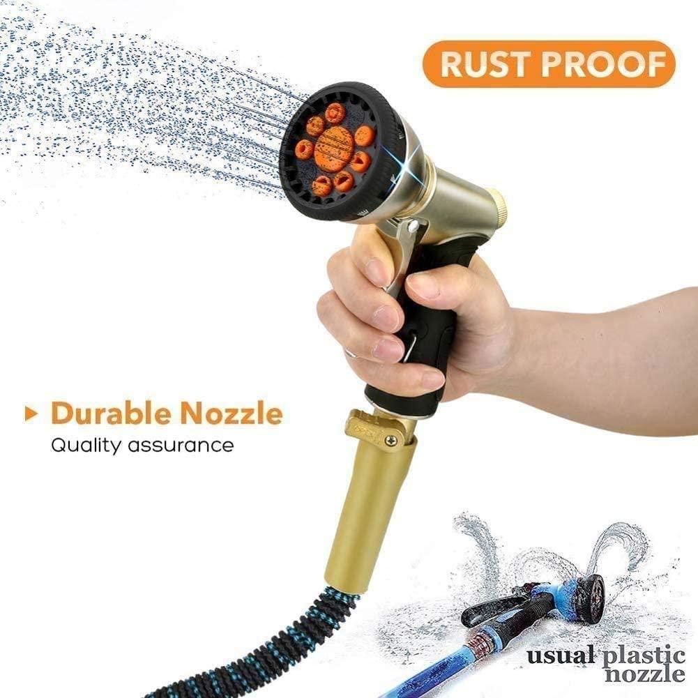 Garden Hose Expandable Garden Telescopic Hose Elastic Hose Rubber Garden Watering Hose High Pressure Car Wash Cleaning Nozzle Sprayer LQHZWYC (Color : Green, Size : 150ft)