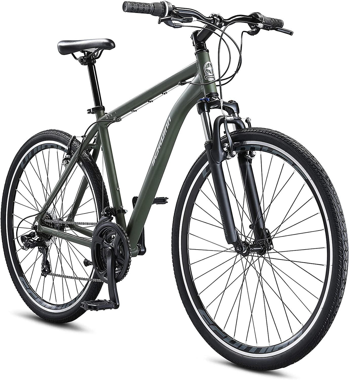 Schwinn GTX 1.0 Comfort Adult Hybrid Bike, Dual Sport Bicycle, 20-Inch Aluminum Frame, Green