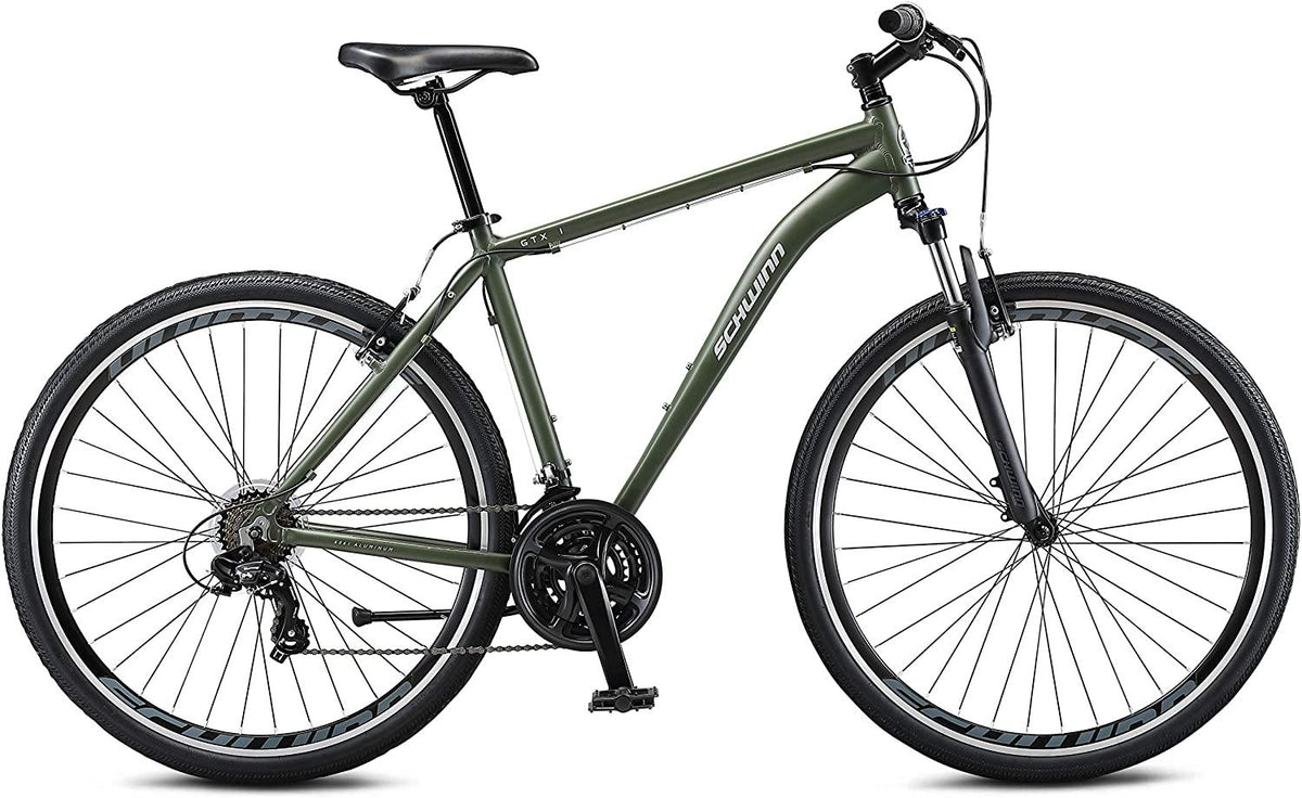 Schwinn GTX 1.0 Comfort Adult Hybrid Bike, Dual Sport Bicycle, 20-Inch Aluminum Frame, Green