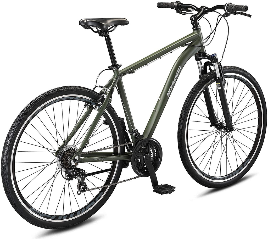 Schwinn GTX 1.0 Comfort Adult Hybrid Bike, Dual Sport Bicycle, 20-Inch Aluminum Frame, Green