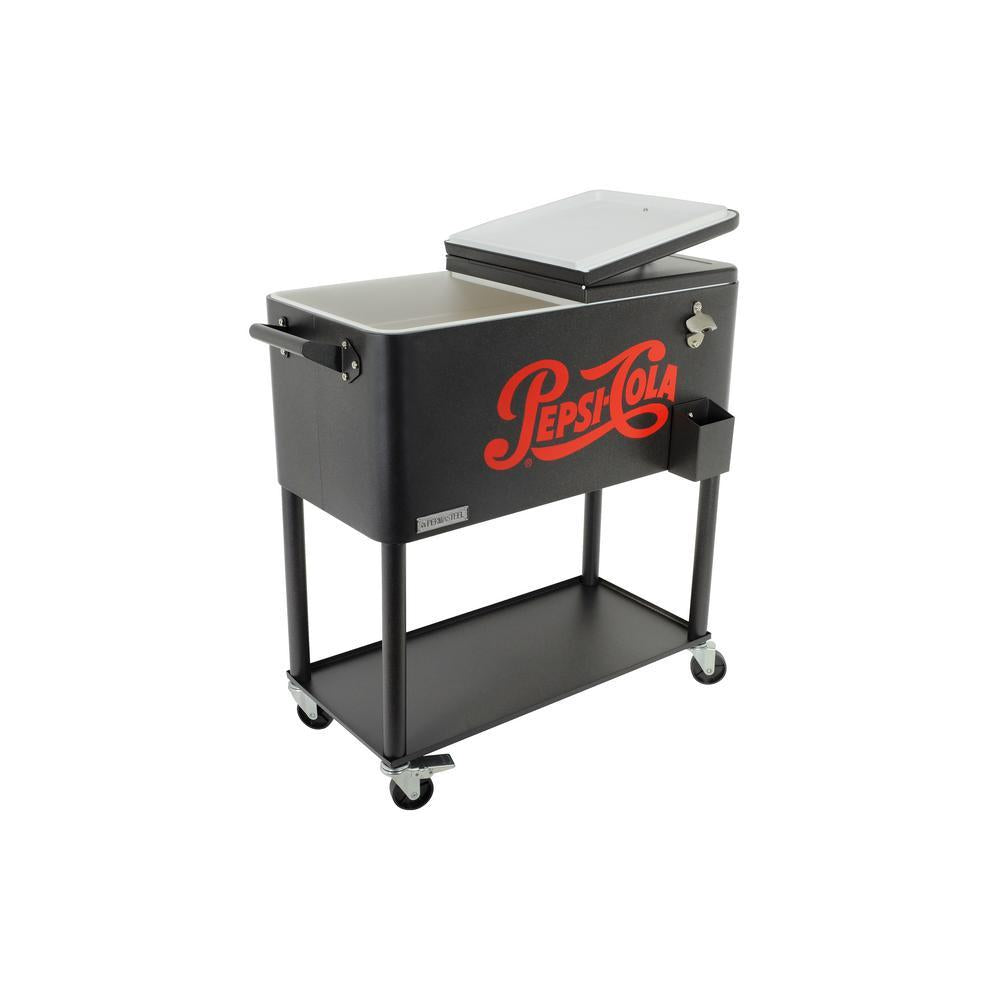 80 Qt. Rolling Patio Cooler with Bottle Tray