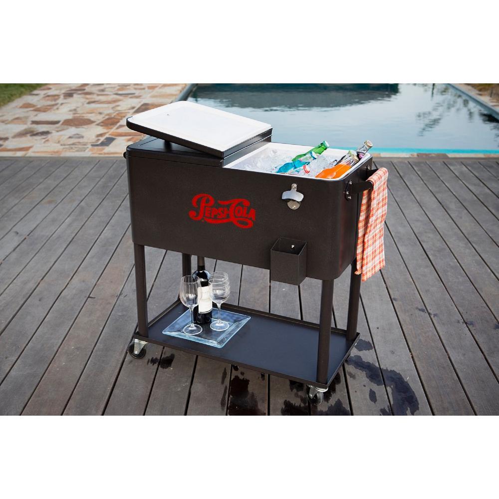 80 Qt. Rolling Patio Cooler with Bottle Tray