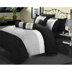 Chic Home CS5036 10 Piece Prenston Contemporary Geometric Pattern Comforter Complete Bed with Sheet Sets Decorative Pillows Shams, - Black