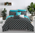 Chic Home CS5036 10 Piece Prenston Contemporary Geometric Pattern Comforter Complete Bed with Sheet Sets Decorative Pillows Shams, - Black
