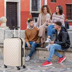 Luggage 3 Piece Sets with Spinner Wheels, ABS Hardside Durable Suitcase Carry On, TSA Lock (20/24/28 inch),Elegant Beige