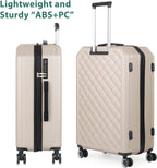 Luggage 3 Piece Sets with Spinner Wheels, ABS Hardside Durable Suitcase Carry On, TSA Lock (20/24/28 inch),Elegant Beige