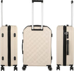 Luggage 3 Piece Sets with Spinner Wheels, ABS Hardside Durable Suitcase Carry On, TSA Lock (20/24/28 inch),Elegant Beige