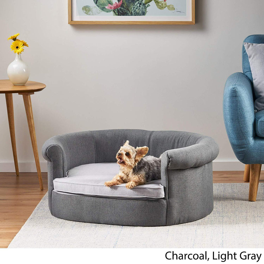 Christopher Knight Home Cassie Oval Charcoal &amp; Light Grey Fabric Dog Sofa