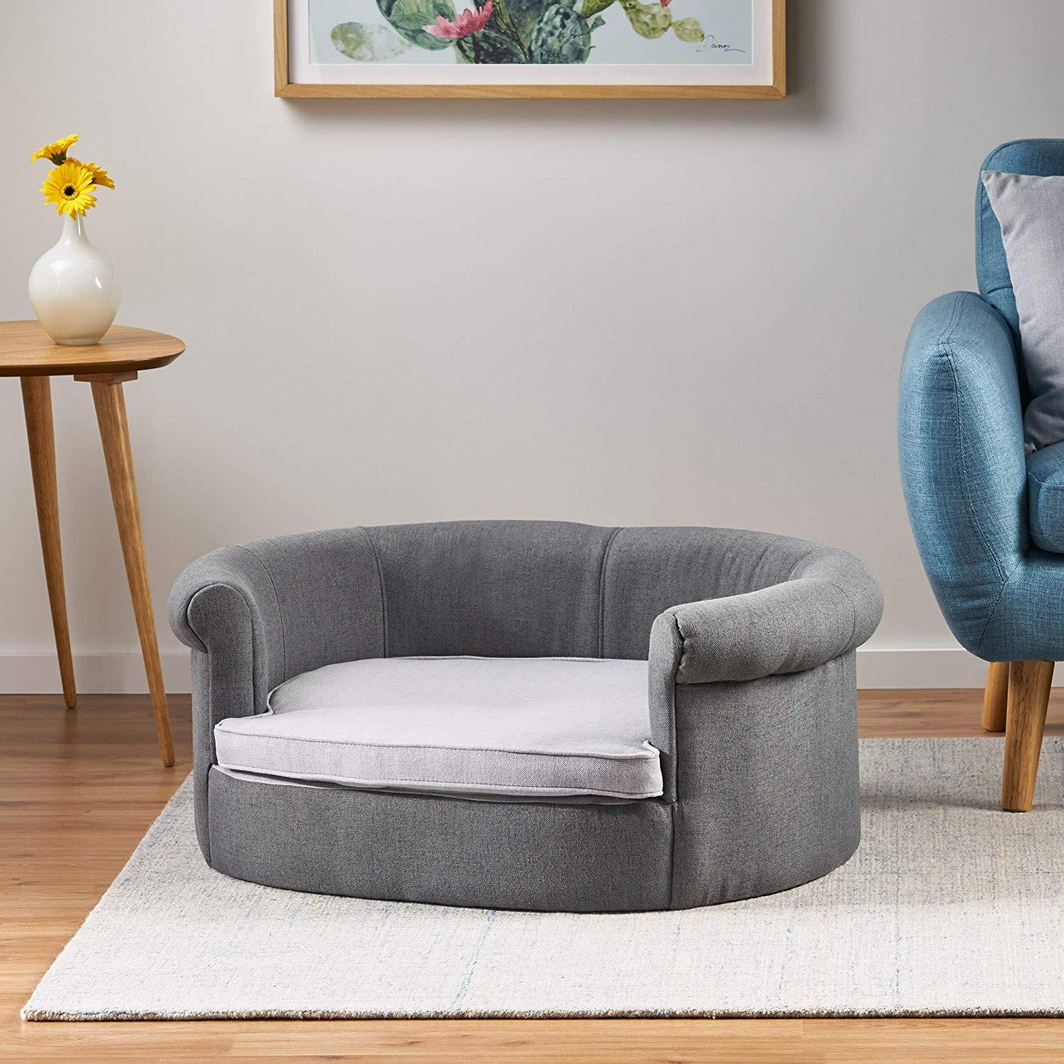 Christopher Knight Home Cassie Oval Charcoal &amp; Light Grey Fabric Dog Sofa