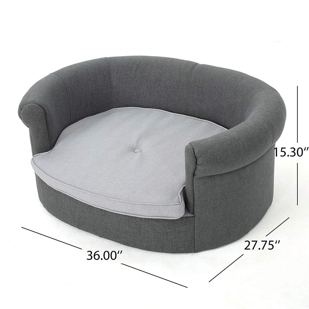 Christopher Knight Home Cassie Oval Charcoal &amp; Light Grey Fabric Dog Sofa