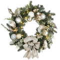 24 in. Pre-Lit Yuletide Glam Decorated Artificial Christmas Wreath with Bow, 50 LED Lights