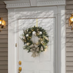 24 in. Pre-Lit Yuletide Glam Decorated Artificial Christmas Wreath with Bow, 50 LED Lights