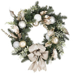 24 in. Pre-Lit Yuletide Glam Decorated Artificial Christmas Wreath with Bow, 50 LED Lights