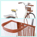 VISDRON Complete Cruiser Bikes, 26 Inch Beach Cruiser Bicycle for Woman-Classic Retro Bicycler Bicycle with Baskets&amp;Rear Racks Comfortable Commuter Bicycle for Leisure Picnics&amp;Shopping