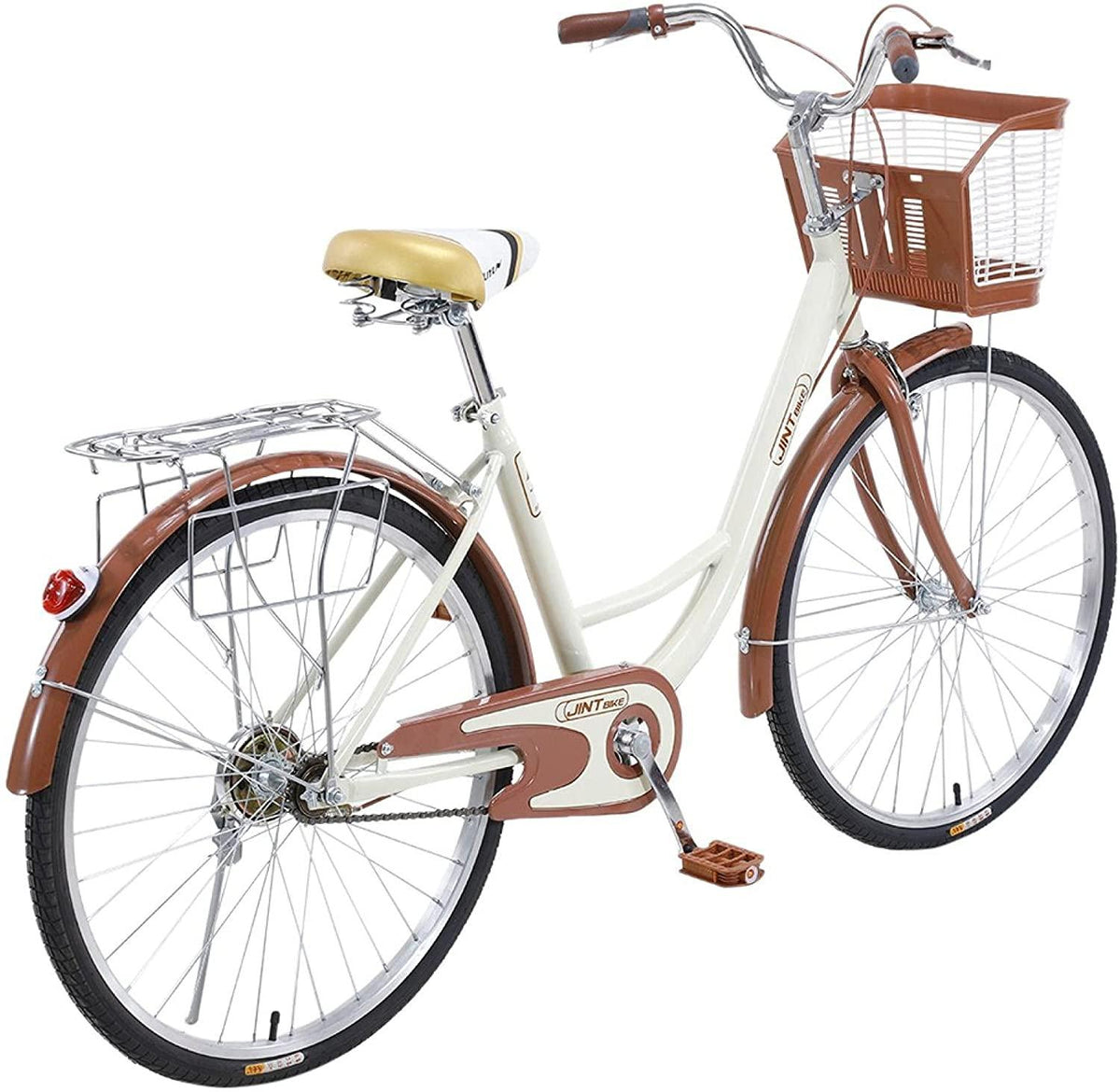 VISDRON Complete Cruiser Bikes, 26 Inch Beach Cruiser Bicycle for Woman-Classic Retro Bicycler Bicycle with Baskets&amp;Rear Racks Comfortable Commuter Bicycle for Leisure Picnics&amp;Shopping