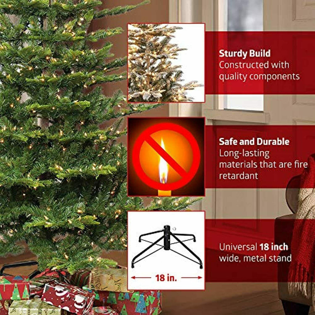 Puleo International 7.5 Foot Pre-Lit Slim Fraser Fir Artificial Christmas Tree