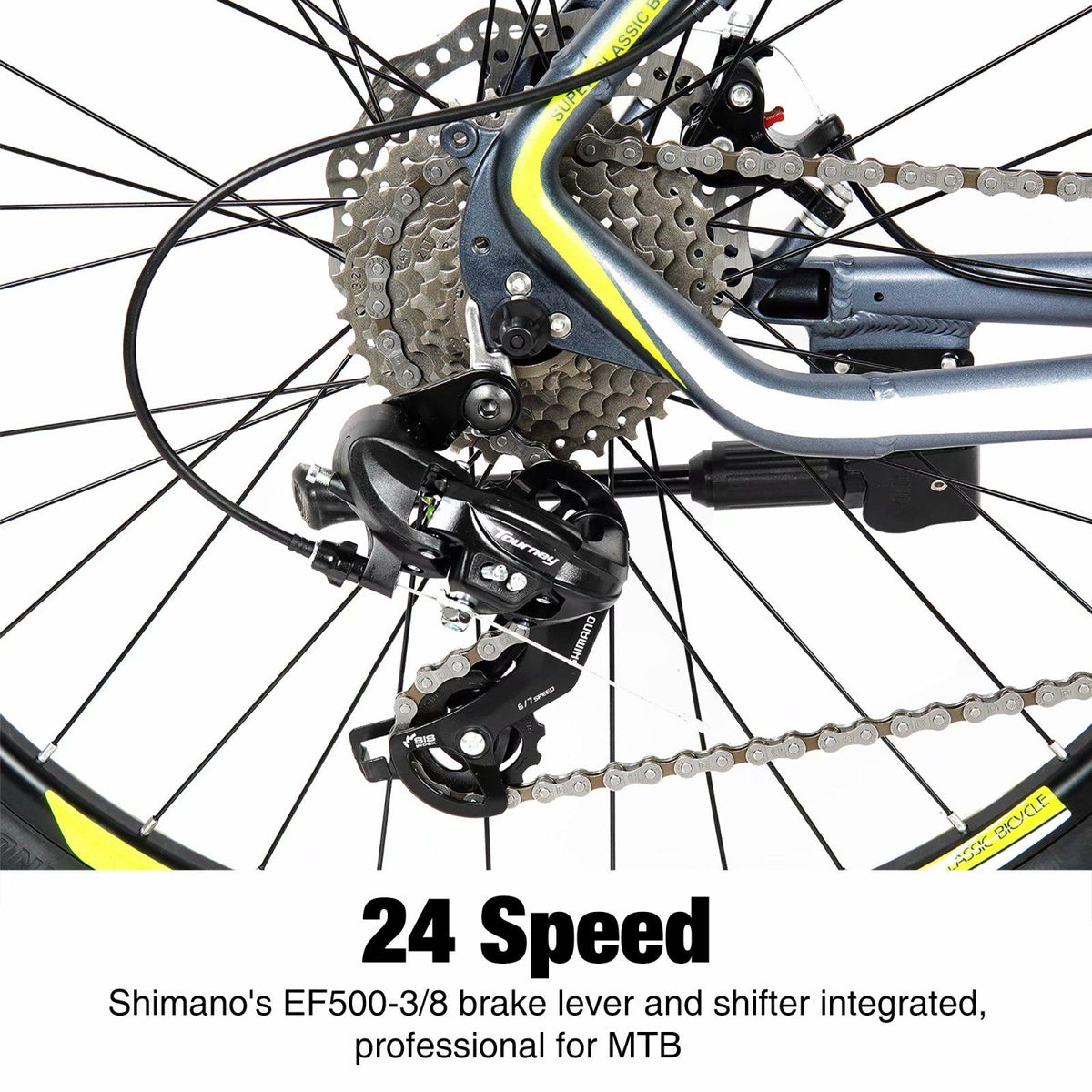 Piscis Adults 26" Mountain Bike,  24 Speed Suspension Hybrid Bicycle with Dual Disc Brake,Aluminum Frame City Bikes for Men and Women