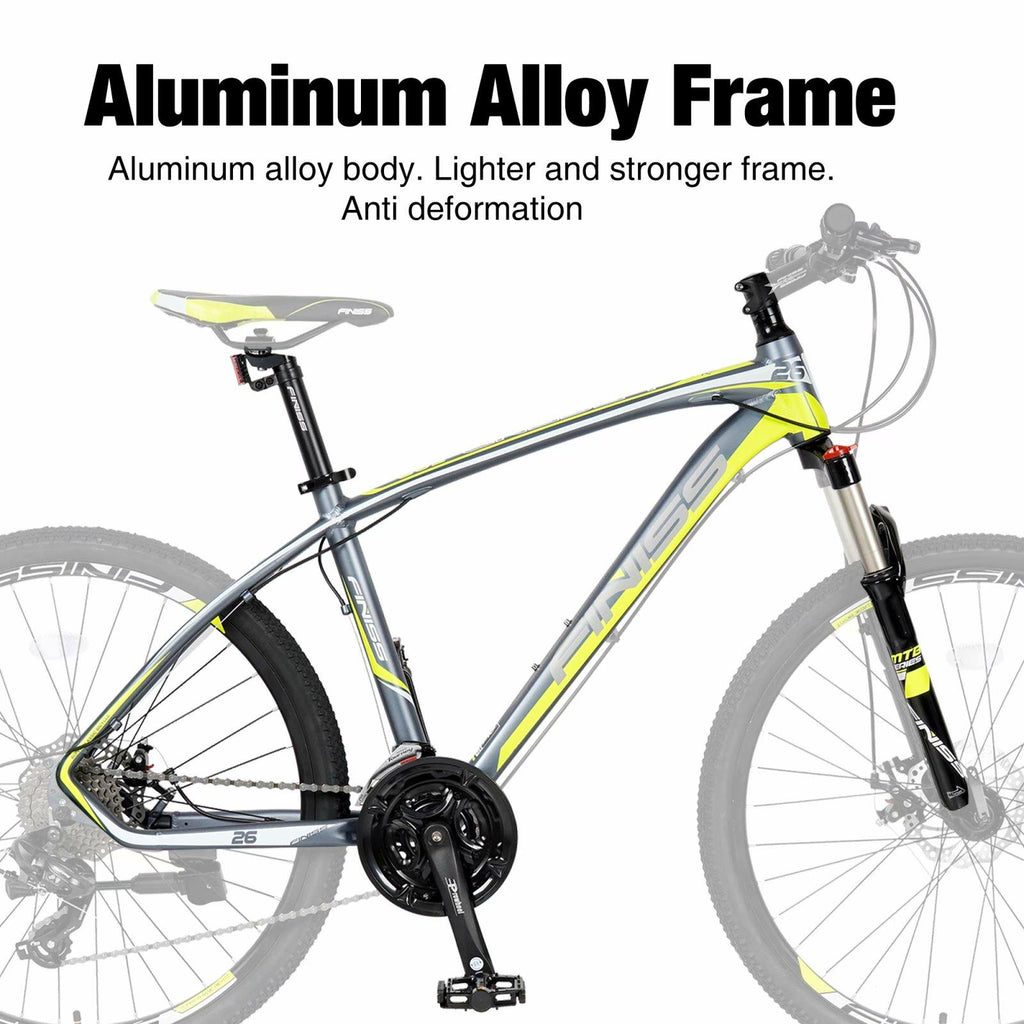 Piscis Adults 26" Mountain Bike,  24 Speed Suspension Hybrid Bicycle with Dual Disc Brake,Aluminum Frame City Bikes for Men and Women