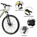 Piscis Adults 26" Mountain Bike,  24 Speed Suspension Hybrid Bicycle with Dual Disc Brake,Aluminum Frame City Bikes for Men and Women