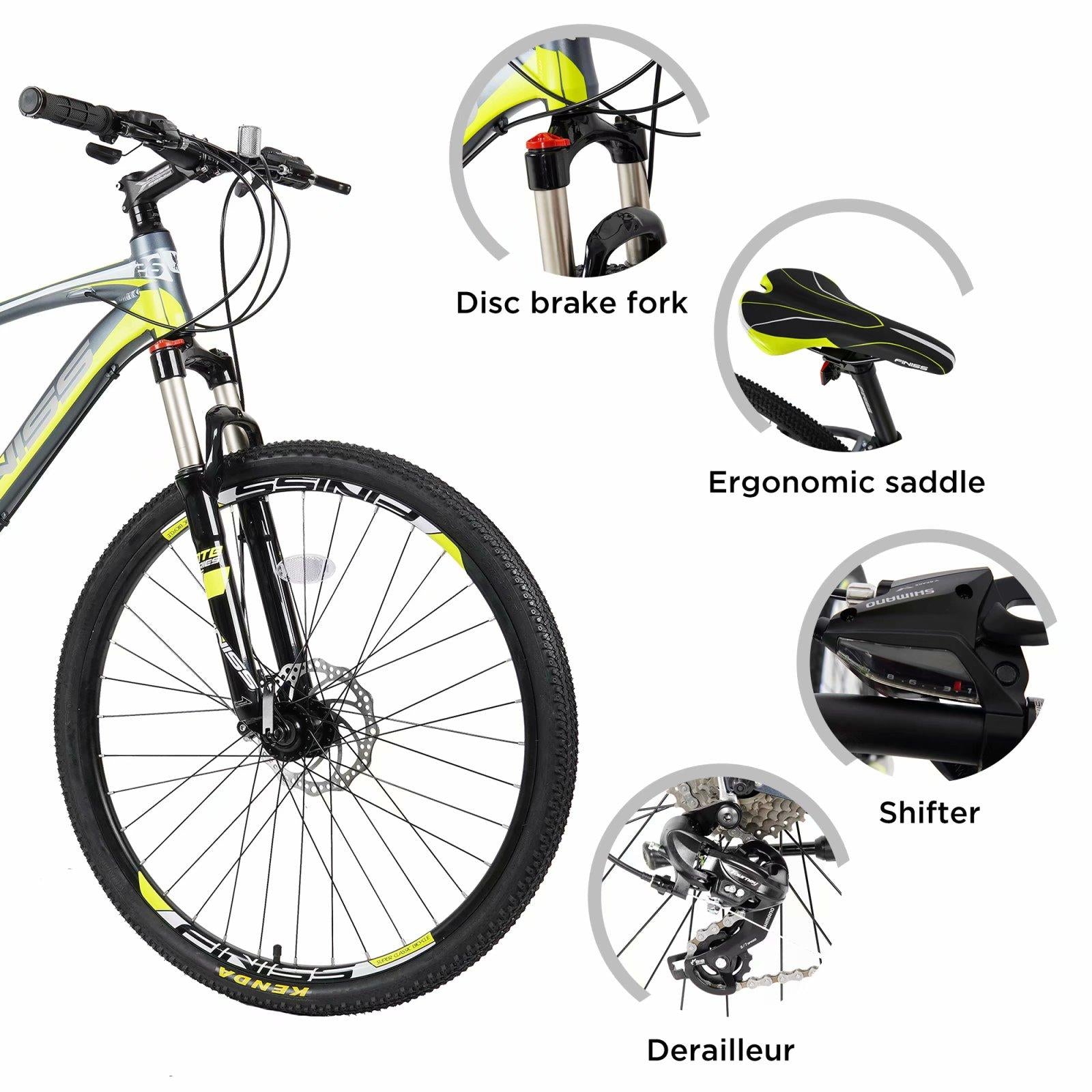 Piscis Adults 26" Mountain Bike,  24 Speed Suspension Hybrid Bicycle with Dual Disc Brake,Aluminum Frame City Bikes for Men and Women
