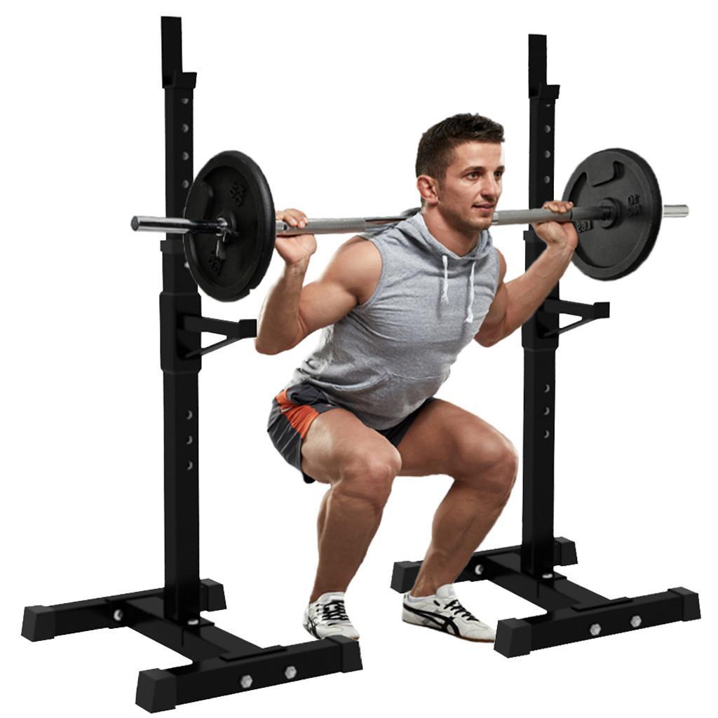 Yotoy Adjustable Squat Rack Dipping Station Barbell Rack Dip Stand Fitness Bench