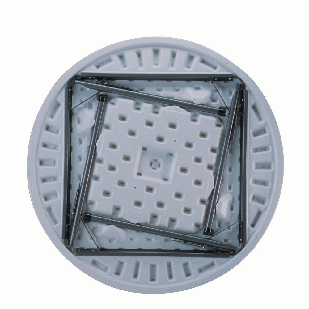 46 in. White Granite Plastic Round Foldable Folding Card Table