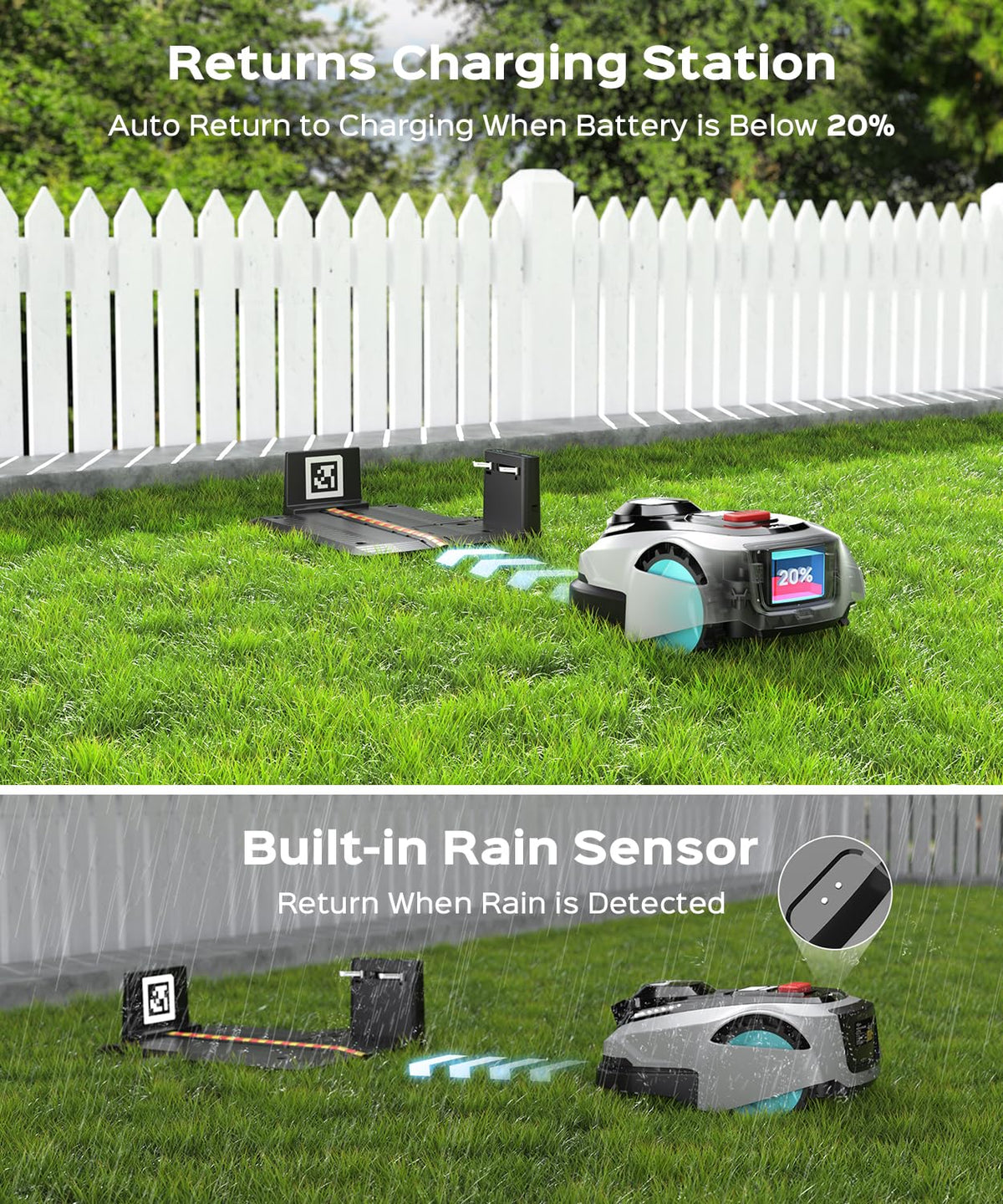 N1600 PRO Wireless Robot Lawn Mower, RTK+Vision Navigation, 0.4 Acre Coverage, APP Smart Control, Multi-Zone Mowing, Ordered Cutting Path, Smart Robot Lawn Mower for Yards