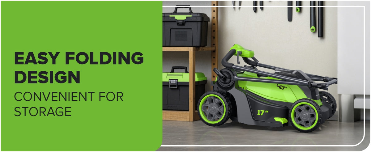 40V 17" Cordless Lawn Mower – Brushless Motor, 4.0Ah Battery &amp; Charger (75+ Compatible Tools), 2-in-1 Mulch/Bag