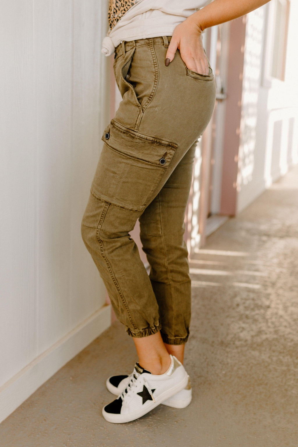 gia palm green cargo joggers