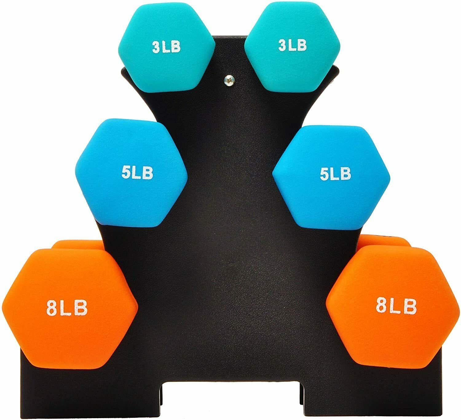 Toyuson From Colored Neoprene Coated Dumbbell Set with Stand DB-358