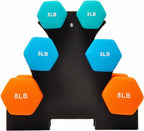 Irfora From Colored Neoprene Coated Dumbbell Set with Stand DB-358