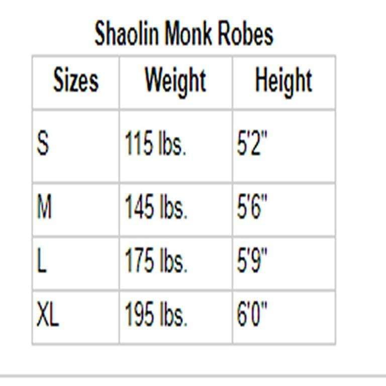 Shaolin Style Warrior Monk Robes